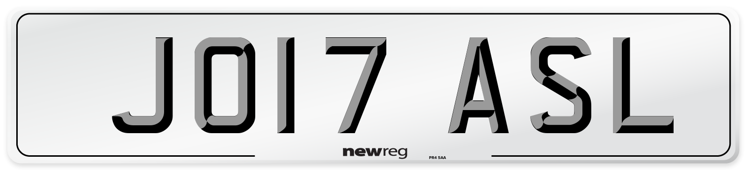 JO17 ASL Number Plate from New Reg